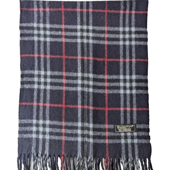 BURBERRY London Vintage Classic Nova Check Knit 100% Lambs Wool Black SCARF - Picture 3 of 6